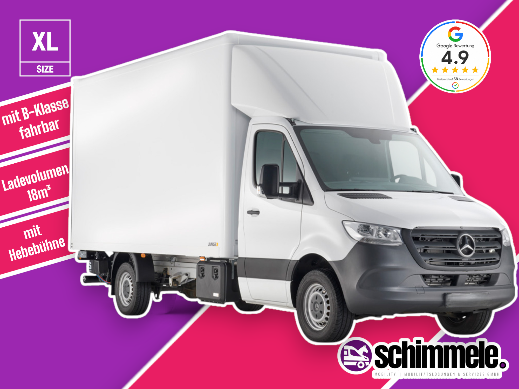 XL-Transporter 3.5t | Kofferwagen mit Hebebühne (LBW) als Mercedes Benz Sprinter oder ähnliches Fabrikat/Modell